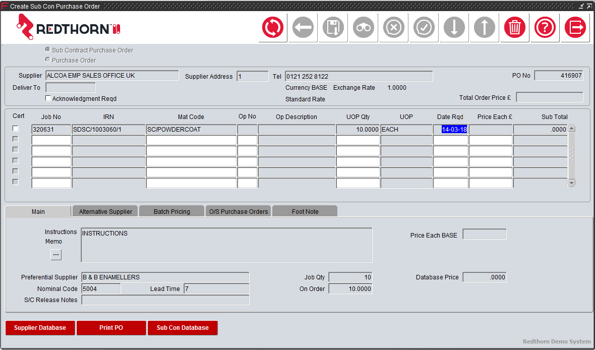 Sub Contract Module